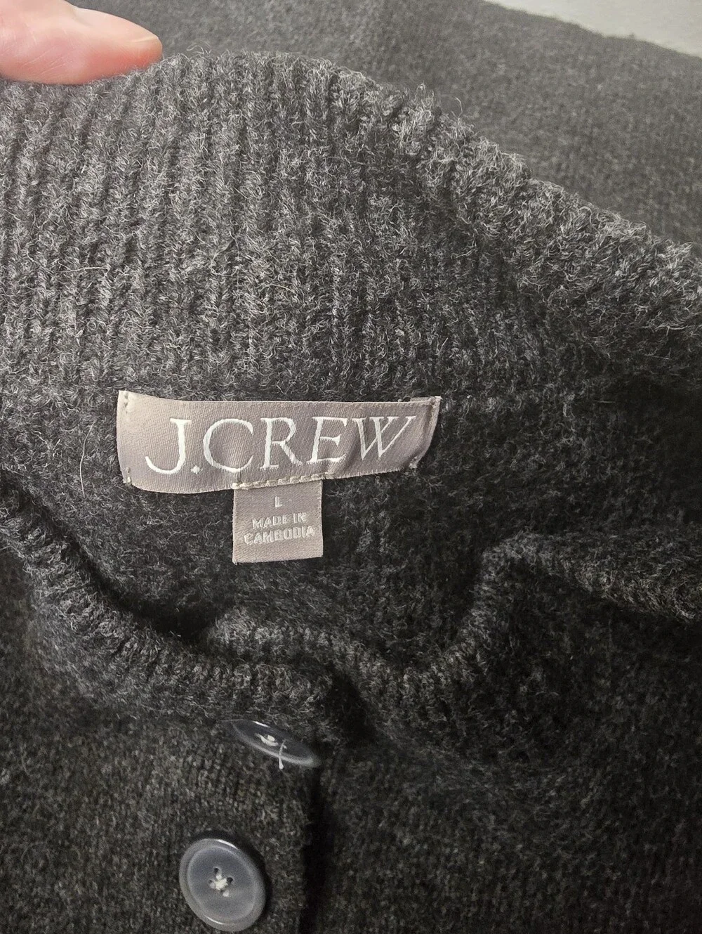 J. Crew Dark Gray Button-Front Oversized Chunky Cardigan Sweater